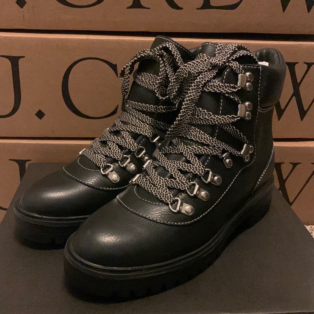 NEW * J. Crew Lightweight leather Nordic boots black